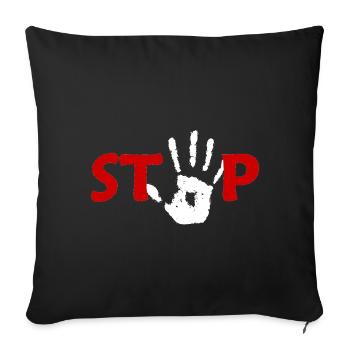 Hand Stop in RED White - Sofa pillowcase 17,3'' x 17,3'' (45 x 45 cm) - black - Front