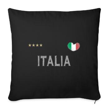 Maillot de foot Italie avec coeur - Housse de coussin décorative 45 x 45 cm - noir - Devant