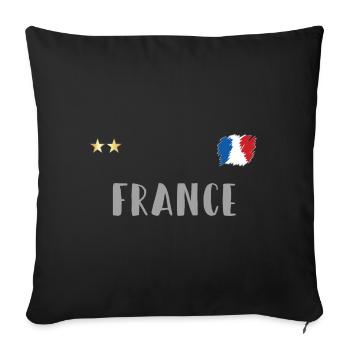 Maillot de foot France du coeur - Housse de coussin décorative 45 x 45 cm - noir - Devant