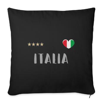 Italy football fan jersey flag with heart - Sofa pillowcase 17,3'' x 17,3'' (45 x 45 cm) - black - Front