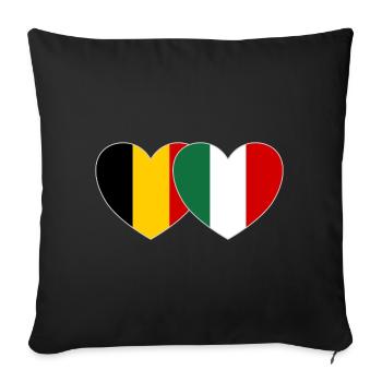 Belgium Italy Flag Heart - Sofa pillowcase 17,3'' x 17,3'' (45 x 45 cm) - black - Front