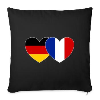 Allemagne France Drapeau Cœur - Housse de coussin décorative 45 x 45 cm - noir - Devant