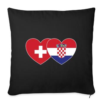 Switzerland Croatia Flag Heart - Sofa pillowcase 17,3'' x 17,3'' (45 x 45 cm) - black - Front