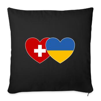 Ukraine Suisse Flag Heart - Housse de coussin décorative 45 x 45 cm - noir - Devant