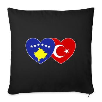 Kosovo Turquie Drapeau Cœur - Housse de coussin décorative 45 x 45 cm - noir - Devant