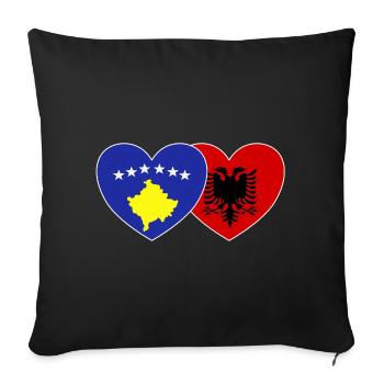 Kosovo Albanie Drapeau Cœur - Housse de coussin décorative 45 x 45 cm - noir - Devant