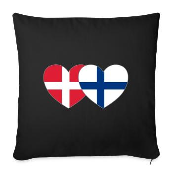 Danemark Finlande Flag Heart - Housse de coussin décorative 45 x 45 cm - noir - Devant