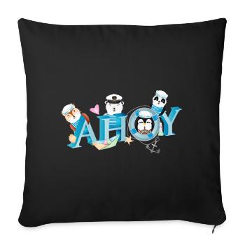 niedliche Tiere mit englischen Seemannsgruß Ahoy - Sofakissenbezug 45 x 45 cm - Schwarz - Vorne