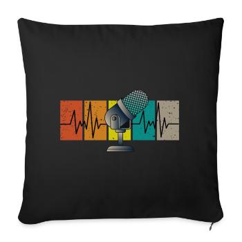 Heartbeat avec microphone au look rétro vintage - Housse de coussin décorative 45 x 45 cm - noir - Devant
