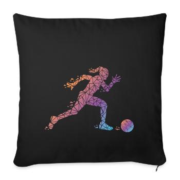 Women's Football Footballer Outfit Women's Jersey - Sofa pillowcase 17,3'' x 17,3'' (45 x 45 cm) - black - Front