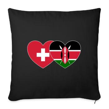Suisse Kenya Drapeau Coeur - Housse de coussin décorative 45 x 45 cm - noir - Devant