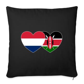 Hollande Kenya drapeau coeur - Housse de coussin décorative 45 x 45 cm - noir - Devant