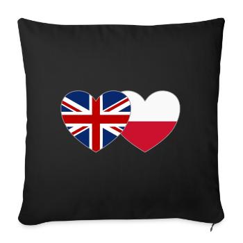 Grande-Bretagne Pologne Drapeau Coeur - Housse de coussin décorative 45 x 45 cm - noir - Devant