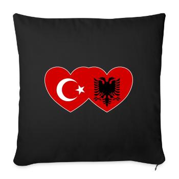 Turquie Albanie Drapeau Cœur Uni - Housse de coussin décorative 45 x 45 cm - noir - Devant