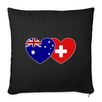 Australie Suisse Flag Heart - Housse de coussin décorative 45 x 45 cm - noir - Devant