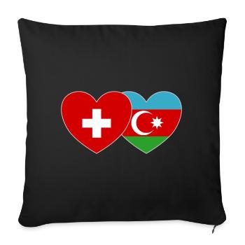 Switzerland Azerbaijan Flag Heart - Sofa pillowcase 17,3'' x 17,3'' (45 x 45 cm) - black - Front