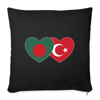 Bangladesh Turkey Flag Heart - Sofa pillowcase 17,3'' x 17,3'' (45 x 45 cm) - black - Front