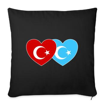Turquie Cœur du drapeau ouïghour - Housse de coussin décorative 45 x 45 cm - noir - Devant