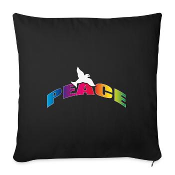 Peace mit Taube Regenbogenfarben - Sofakissenbezug 45 x 45 cm - Schwarz - Vorne