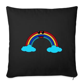 Happy Rainbow Bright Colors Kids Baby Toddler - Sofa pillowcase 17,3'' x 17,3'' (45 x 45 cm) - black - Front