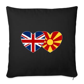 Angleterre Macédoine Flag Heart - Housse de coussin décorative 45 x 45 cm - noir - Devant