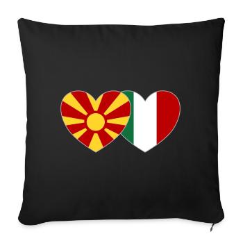Macédoine Italie Drapeau Coeur - Housse de coussin décorative 45 x 45 cm - noir - Devant