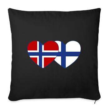 Norvège Finlande Flag Coeur - Housse de coussin décorative 45 x 45 cm - noir - Devant