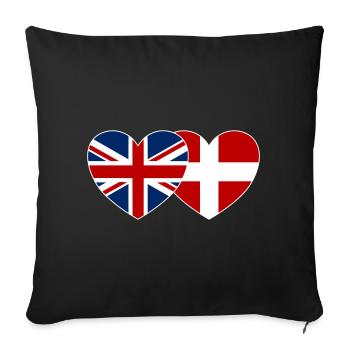 England Dänemark Flagge Herz - Sofakissenbezug 45 x 45 cm - Schwarz - Vorne