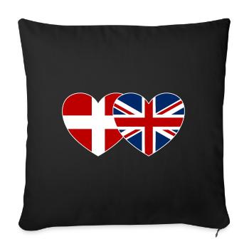 Dänemark England Flagge Herz - Sofakissenbezug 45 x 45 cm - Schwarz - Vorne