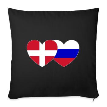 Denmark Russia Flag Heart - Sofa pillowcase 17,3'' x 17,3'' (45 x 45 cm) - black - Front