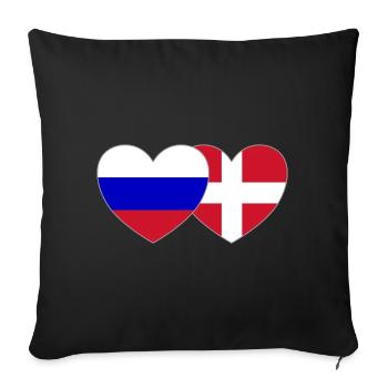 Russia Denmark Flag Heart - Sofa pillowcase 17,3'' x 17,3'' (45 x 45 cm) - black - Front