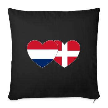Pays-Bas Danemark Flag Heart - Housse de coussin décorative 45 x 45 cm - noir - Devant
