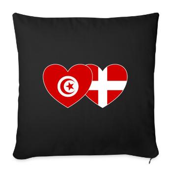 Tunisie Danemark Drapeau Coeur - Housse de coussin décorative 45 x 45 cm - noir - Devant