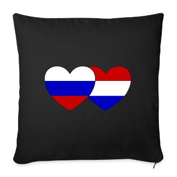 Russie Drapeau Hollande Coeur - Housse de coussin décorative 45 x 45 cm - noir - Devant