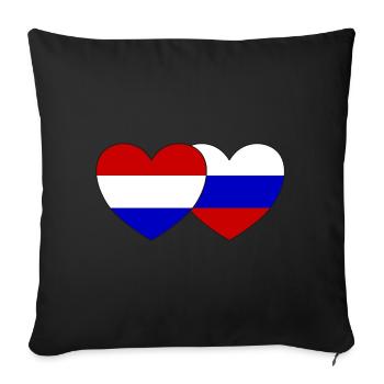 Holland Russia Flag Heart - Sofa pillowcase 17,3'' x 17,3'' (45 x 45 cm) - black - Front