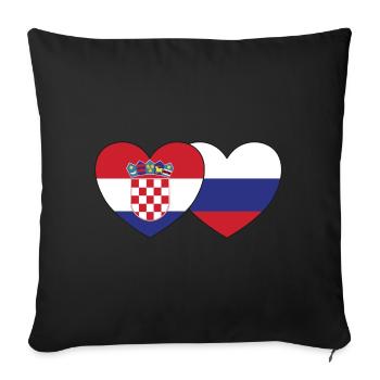 Croatie Russie Flag Coeur - Housse de coussin décorative 45 x 45 cm - noir - Devant