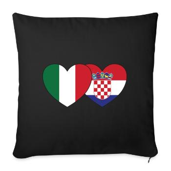 Italy Croatia Flag Heart - Sofa pillowcase 17,3'' x 17,3'' (45 x 45 cm) - black - Front