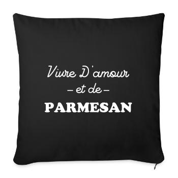 Vivre d'amour et de parmesan - Housse de coussin décorative 45 x 45 cm - noir - Devant