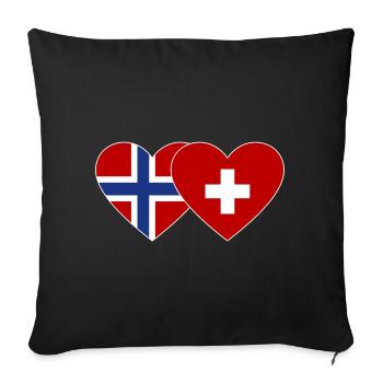 Norvège Suisse Flag Heart - Housse de coussin décorative 45 x 45 cm - noir - Devant