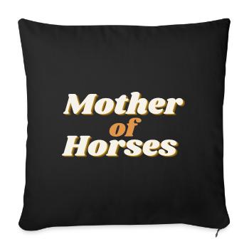 ! Mère des chevaux - Mutter von Pferden - Housse de coussin décorative 45 x 45 cm - noir - Devant