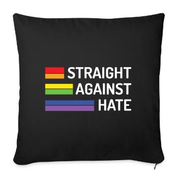 Pride Month - Straight Against Hate - Sofa pillowcase 17,3'' x 17,3'' (45 x 45 cm) - black - Front