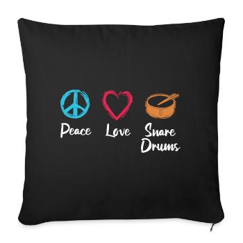 Peace Love Drum - Sofa pillowcase 17,3'' x 17,3'' (45 x 45 cm) - black - Front