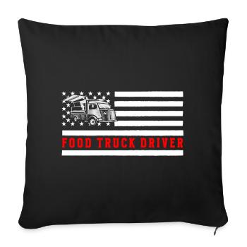 Frites Foodtrucker Fast Food Truck - Housse de coussin décorative 45 x 45 cm - noir - Devant
