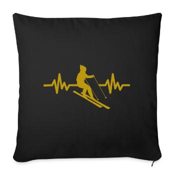Heartbeat Ski Ski freestyle - Housse de coussin décorative 45 x 45 cm - noir - Devant