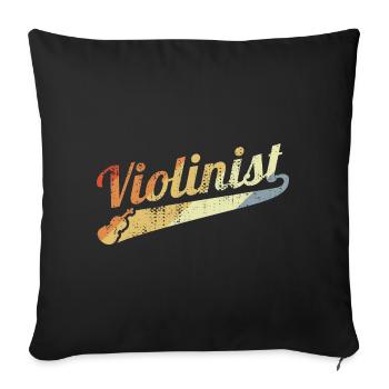 Joueur de violon rétro - Housse de coussin décorative 45 x 45 cm - noir - Devant