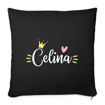 Celina Name Krone - Sofakissenbezug 45 x 45 cm - Schwarz - Vorne