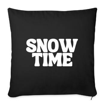 SNOW TIME HIVER SAISON SKI NEIGE - Housse de coussin décorative 45 x 45 cm - noir - Devant