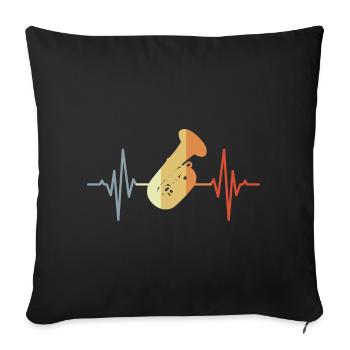 Tuba Heartbeat - Sofa pillowcase 17,3'' x 17,3'' (45 x 45 cm) - black - Front