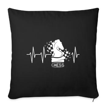 Icône d’illustration de cheval de pallier de drapeau de chevalier d’échecs - Housse de coussin décorative 45 x 45 cm - noir - Devant