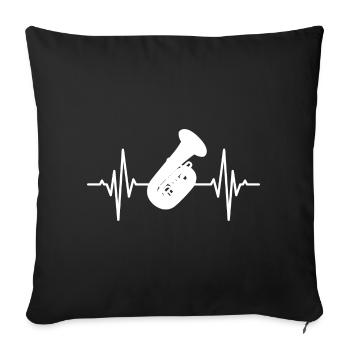 Tuba Player Heartbeat - Sofa pillowcase 17,3'' x 17,3'' (45 x 45 cm) - black - Front
